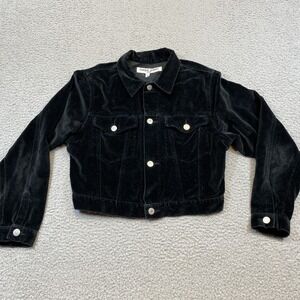 Claudio Agnelli Cropped Jacket Womens Small Black Velvet Button Up Made USA 90s